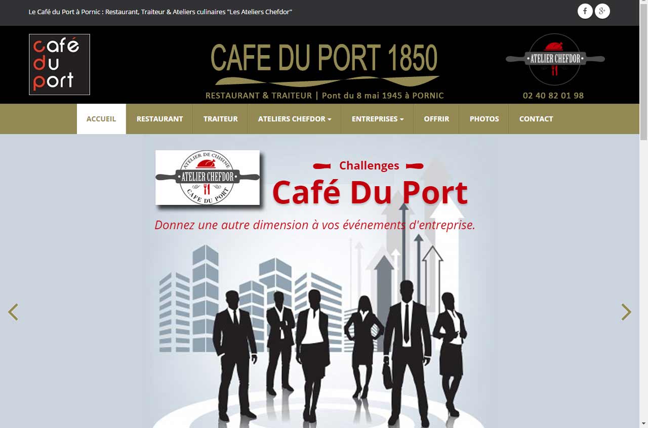 Café du Port à Pornic : Visuel de la page d'accueil du site internet, de 2016 à 2021.